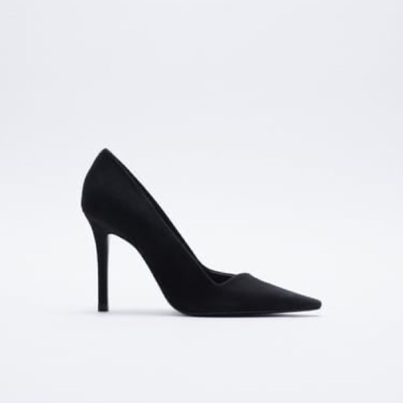 NWT. Zara Black Suede Leather High-Heels Shoes. Size 9. - Picture 1 of 8